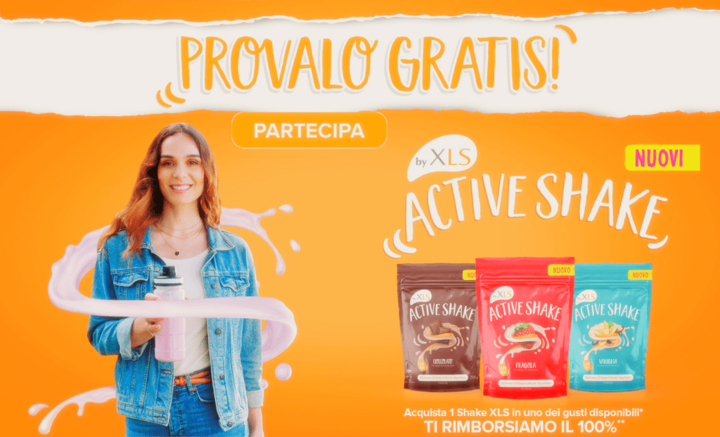 Prova Gratis Active Shake, acquista 1 prodotto e te lo rimborsano al 100%.