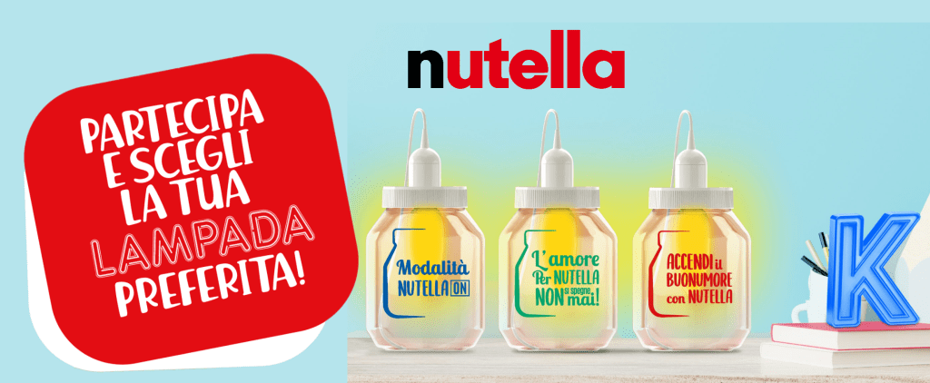 Nuovo Premio certo Nutella: In omaggio una lampada a marchio Nutella.