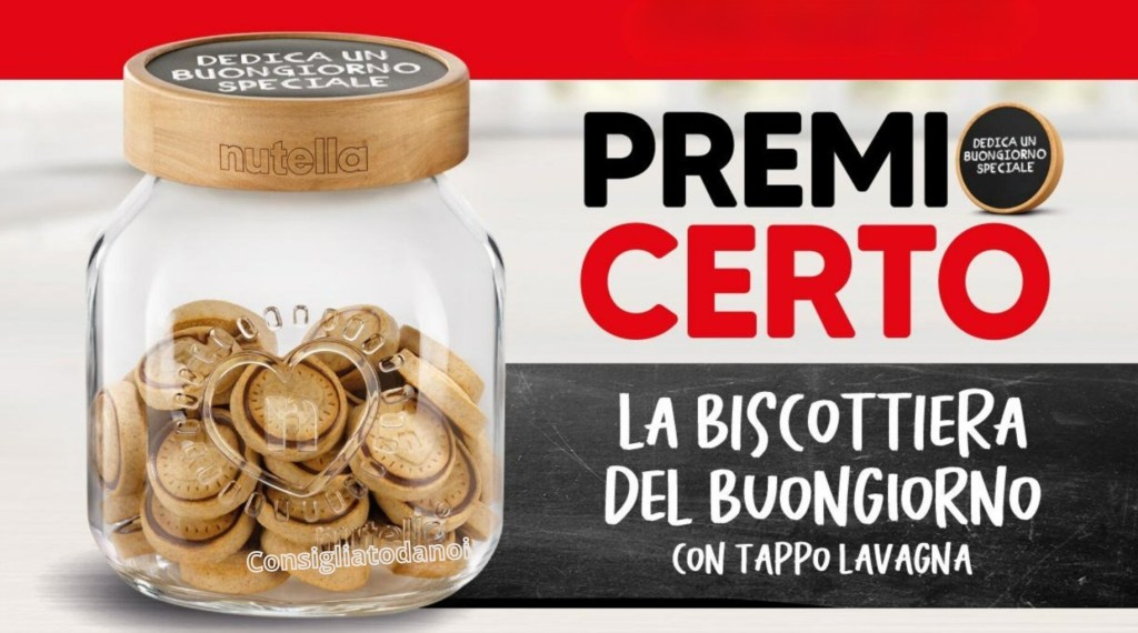 Premio certo Nutella, in regalo la biscottiera del buongiorno. (anticipazione)