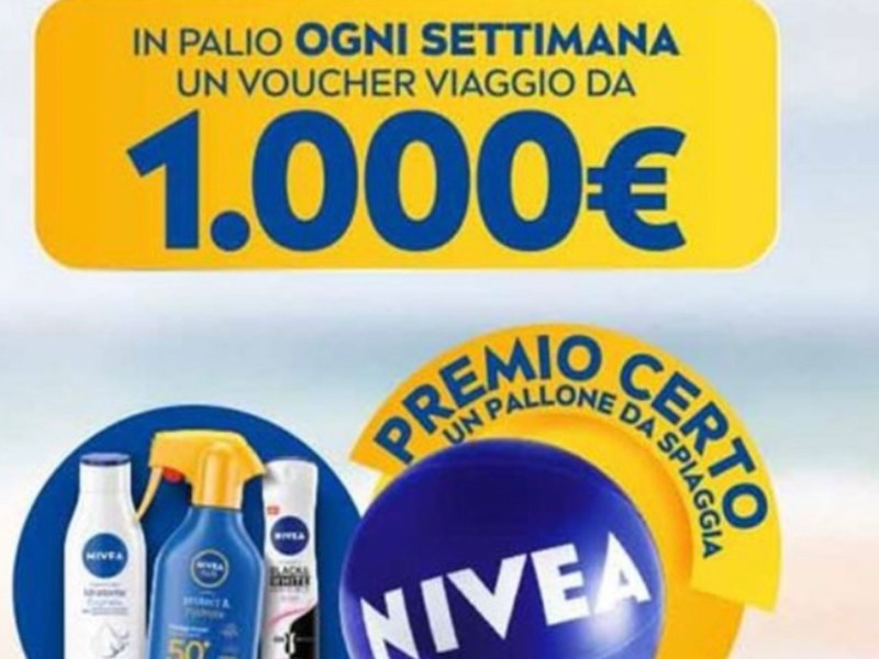 Nivea, con almeno 20€ di spesa richiedi il tuo premio certo e prova a vincere un voucher viaggio!