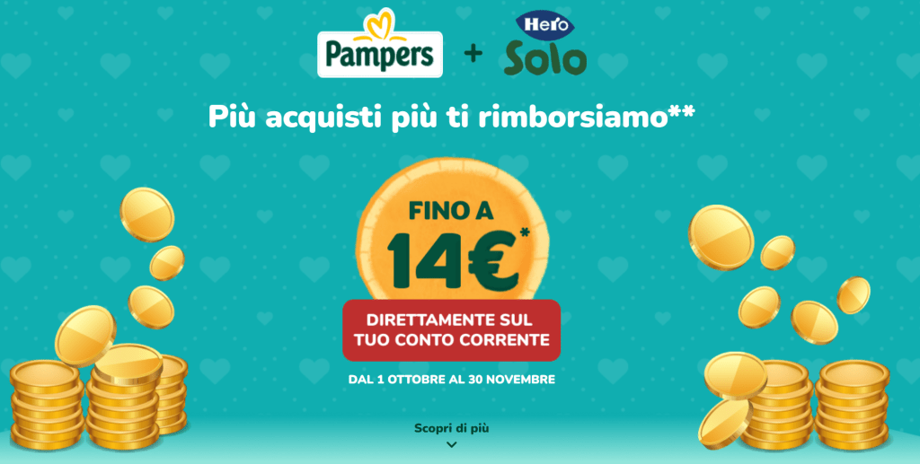 Cashback Pampers e Hero Solo, fino a 12€ di rimborso!!