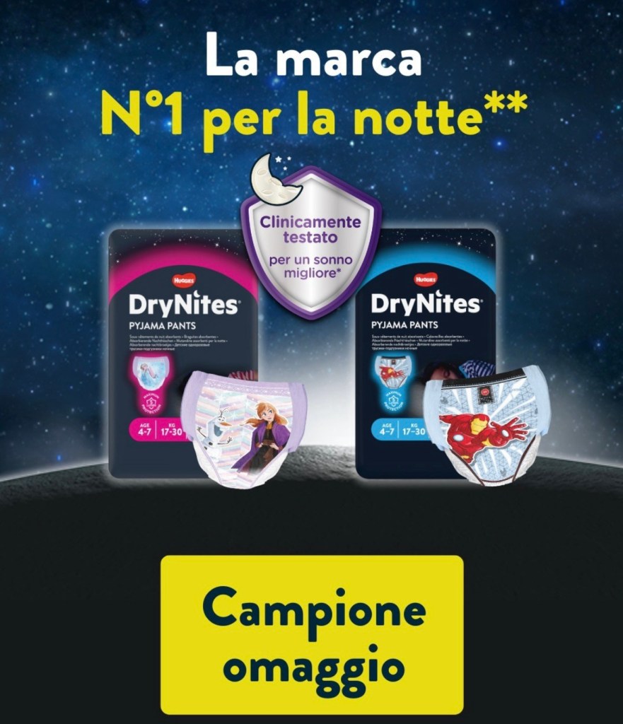 Richiedi gratis un campione omaggio delle mutandine assorbenti Drynites