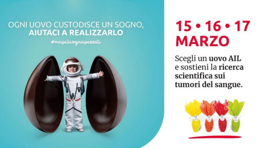 Acquista le uova di Pasqua AIL. Il ricavato andrà completamente ad AIL, per la ricerca sui tumori del sangue!