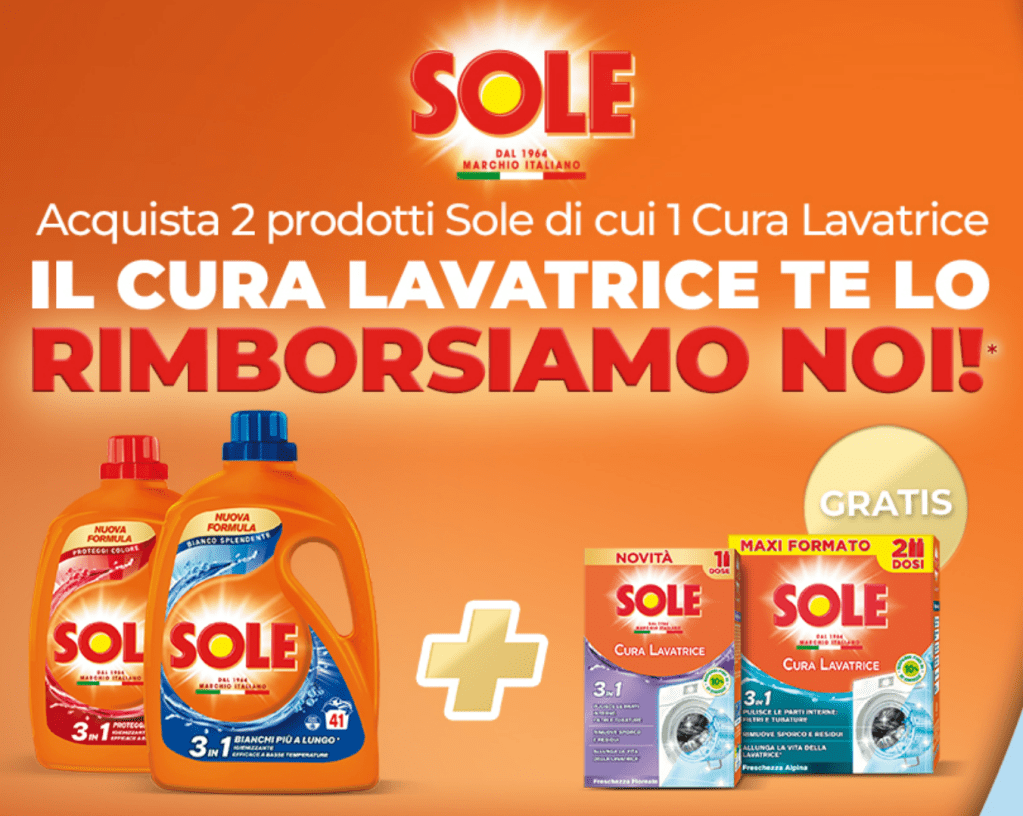 Sole, ottieni il rimborso completo del Cura lavatrice!