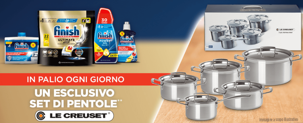 Concorso Finish, vinci ogni ora un set di pentole Le Creuset.