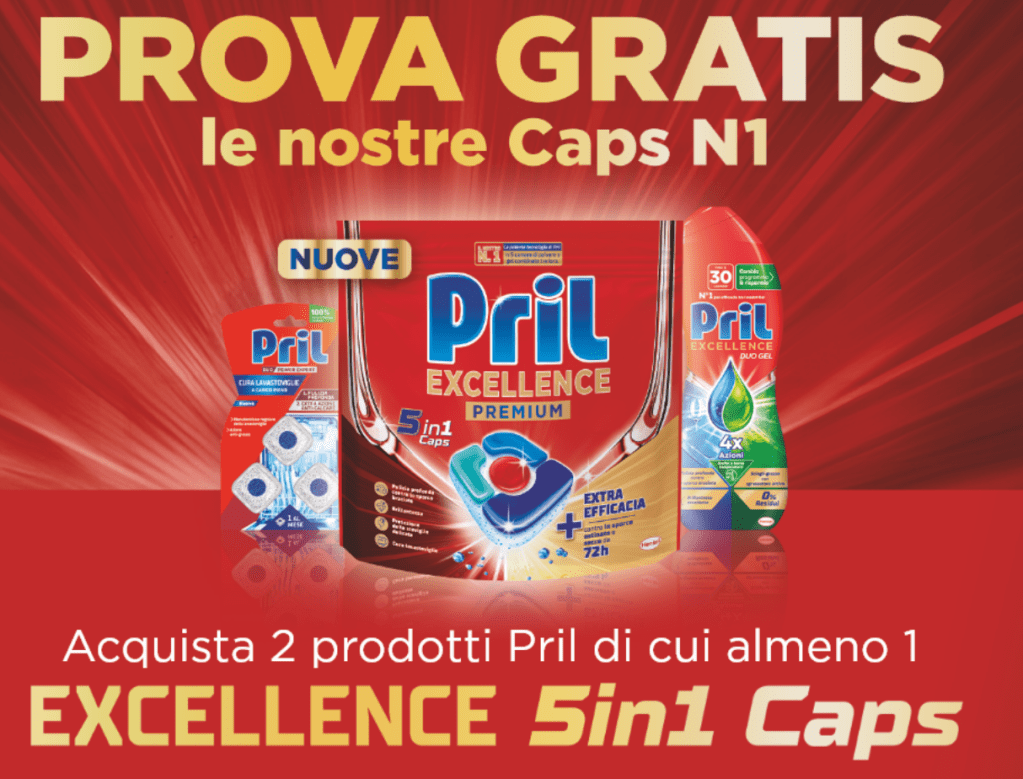 Operazione cashback Pril, Richiedi il rimborso di  Pril Excellence 5in1 Caps