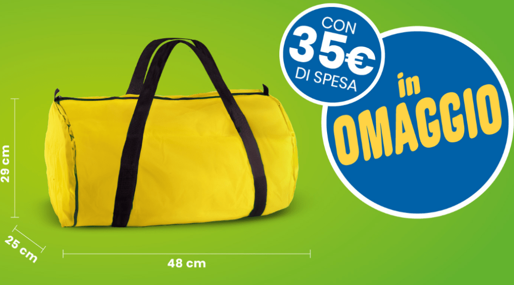 Da Eurospin ricevi una Borsa viaggio in omaggio!