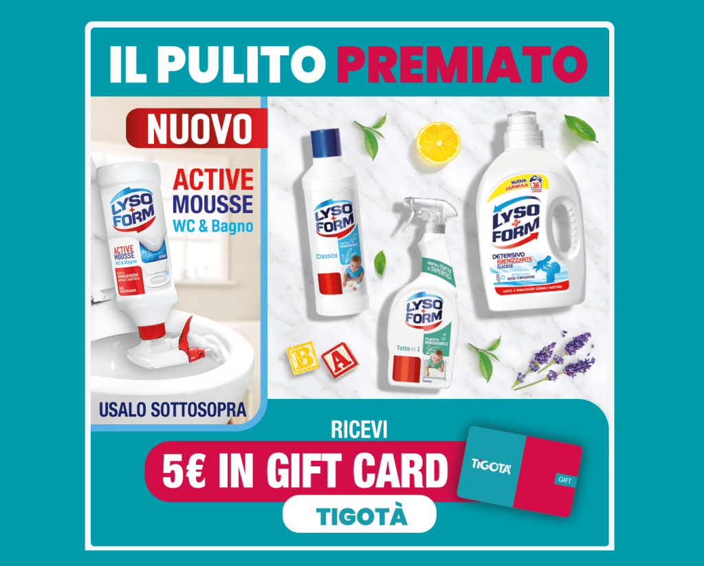 Ricevi 5€ di rimborso sui prodotti Lysoform.