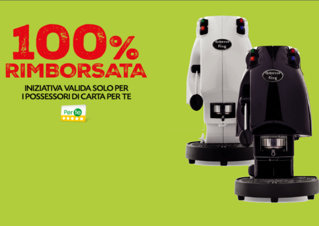 Ricevi il 100% di rimborso per la macchina caffè Frog!