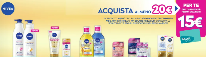 Acquista 20€ di Prodotti Nivea e Ricevi una Gift Card Tigotà da 15€