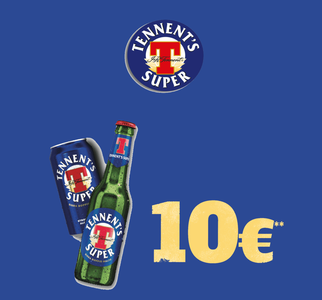 Cashback Tennent’s Super 2024: Acquista 10€ e Ricevi 10€ di Rimborso