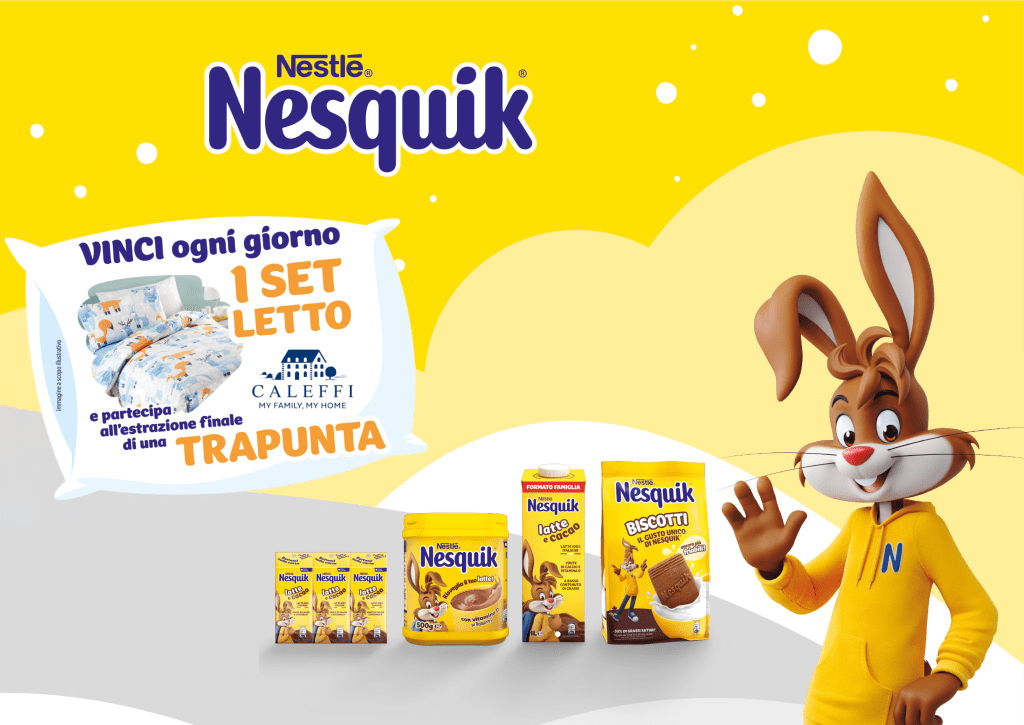 Concorso Nesquik “Fatti avvolgere dal gusto”: Vinci set letto e trapunta Caleffi
