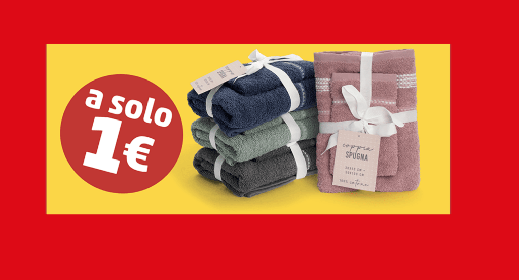 Set di asciugamani in spugna a 1€: l’offerta di Penny Market