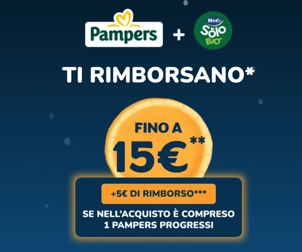 Cashback Pampers e Hero Solo, fino a 15€ + 5€ di rimborso!! (Edizione Novembre 2024)