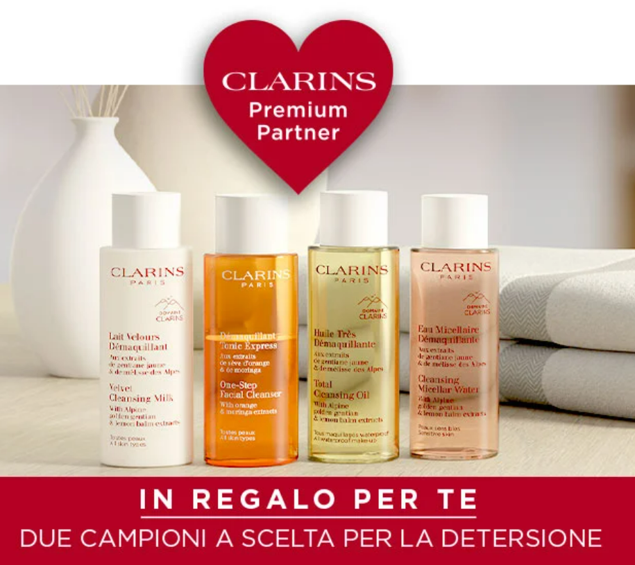Ricevi Gratis un Kit di Campioni Omaggio Clarins per la Detersione