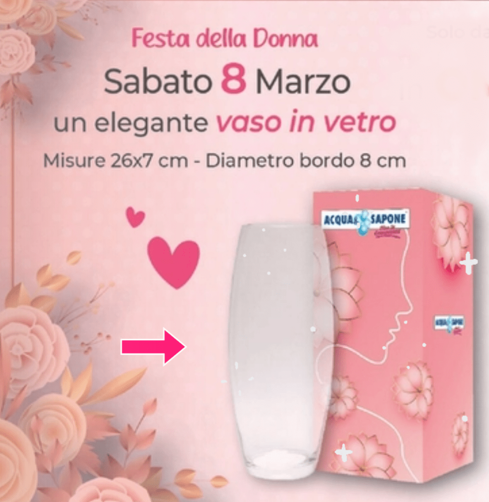 Acqua & Sapone regala un elegante vaso in vetro per la Festa della Donna 2025