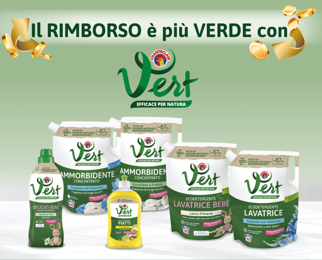 Cashback Vert: ricevi 2,50€ di rimborso sui detersivi che usi ogni giorno